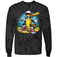 Banana Playing Baseball Funny Fruit Lover Baseball Player Tie-Dye Long Sleeve Shirt