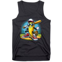 Banana Playing Baseball Funny Fruit Lover Baseball Player Tank Top