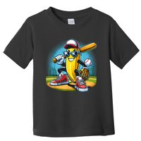 Banana Playing Baseball Funny Fruit Lover Baseball Player Toddler T-Shirt