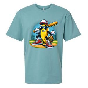 Banana Playing Baseball Funny Fruit Lover Baseball Player Sueded Cloud Jersey T-Shirt