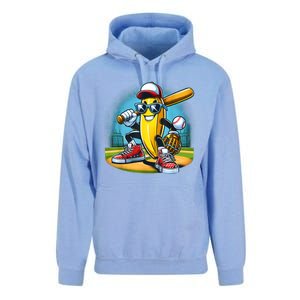 Banana Playing Baseball Funny Fruit Lover Baseball Player Unisex Surf Hoodie