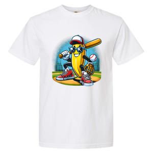 Banana Playing Baseball Funny Fruit Lover Baseball Player Garment-Dyed Heavyweight T-Shirt