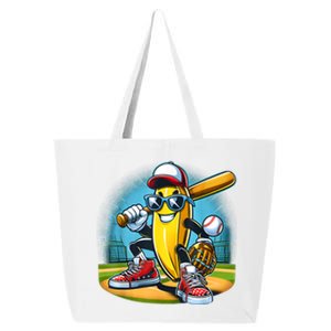 Banana Playing Baseball Funny Fruit Lover Baseball Player 25L Jumbo Tote