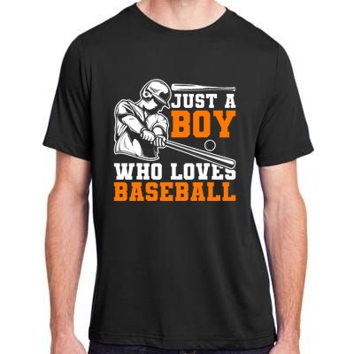 Baseball Player Batter Fan Just A Boy Who Loves Baseball Adult ChromaSoft Performance T-Shirt