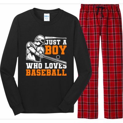 Baseball Player Batter Fan Just A Boy Who Loves Baseball Long Sleeve Pajama Set