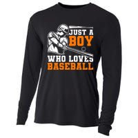 Baseball Player Batter Fan Just A Boy Who Loves Baseball Cooling Performance Long Sleeve Crew