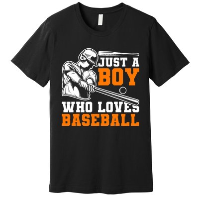 Baseball Player Batter Fan Just A Boy Who Loves Baseball Premium T-Shirt