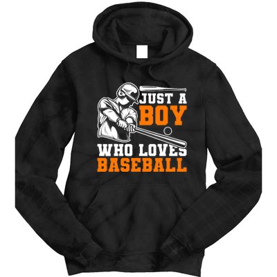 Baseball Player Batter Fan Just A Boy Who Loves Baseball Tie Dye Hoodie