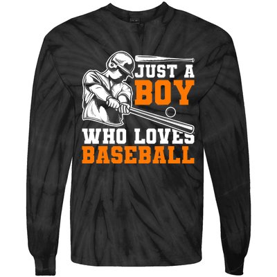 Baseball Player Batter Fan Just A Boy Who Loves Baseball Tie-Dye Long Sleeve Shirt