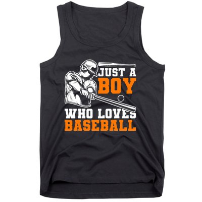 Baseball Player Batter Fan Just A Boy Who Loves Baseball Tank Top