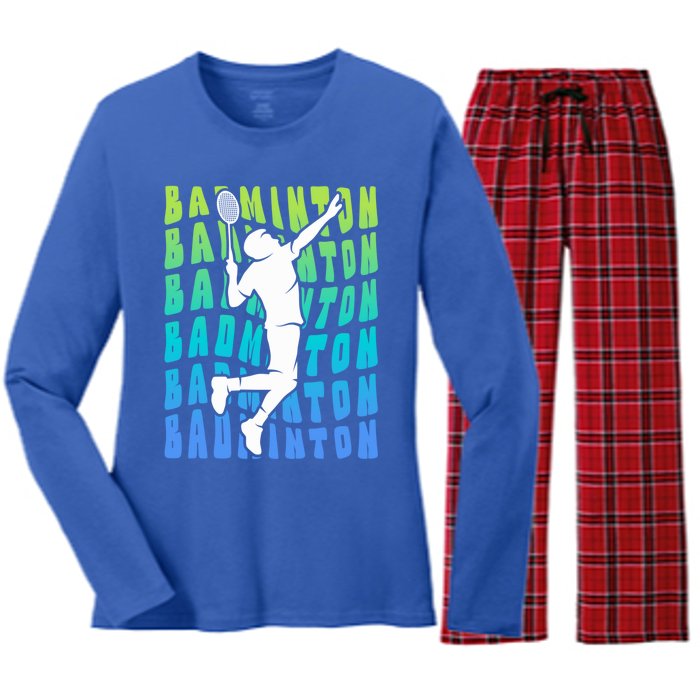 Badminton Player Badminton Funny Gift Women's Long Sleeve Flannel Pajama Set 