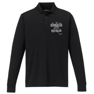 Borracho Pero Buen Muchacho Mexico Saying Performance Long Sleeve Polo