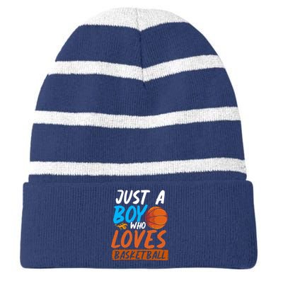 Basketball Player Boy Sport Basketball Lover Basketball Striped Beanie with Solid Band