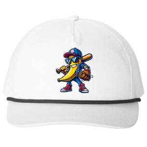 Banana Playing Baseball Fruit Lover Funny Baseball Player Snapback Five-Panel Rope Hat