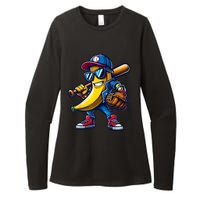 Banana Playing Baseball Fruit Lover Funny Baseball Player Womens CVC Long Sleeve Shirt