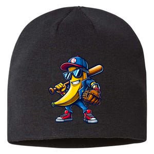 Banana Playing Baseball Fruit Lover Funny Baseball Player Sustainable Beanie