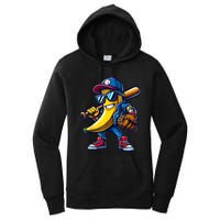 Banana Playing Baseball Fruit Lover Funny Baseball Player Women's Pullover Hoodie