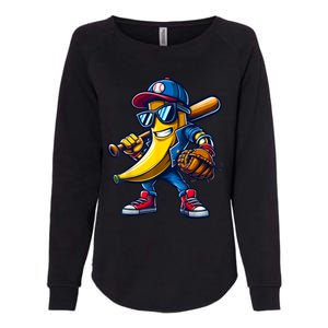 Banana Playing Baseball Fruit Lover Funny Baseball Player Womens California Wash Sweatshirt