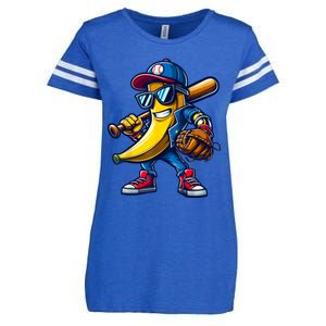 Banana Playing Baseball Fruit Lover Funny Baseball Player Enza Ladies Jersey Football T-Shirt