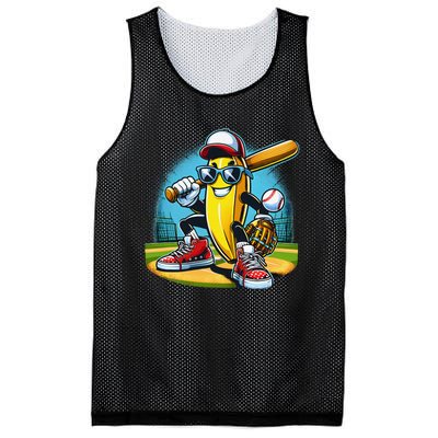 Banana Playing Baseball Funny Fruit Lover Baseball Player Gift Mesh Reversible Basketball Jersey Tank