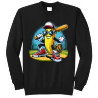 Banana Playing Baseball Funny Fruit Lover Baseball Player Gift Tall Sweatshirt