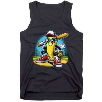 Banana Playing Baseball Funny Fruit Lover Baseball Player Gift Tank Top