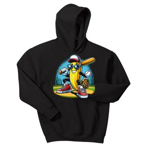 Banana Playing Baseball Funny Fruit Lover Baseball Player Gift Kids Hoodie