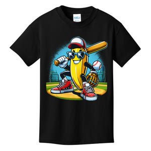 Banana Playing Baseball Funny Fruit Lover Baseball Player Gift Kids T-Shirt