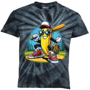 Banana Playing Baseball Funny Fruit Lover Baseball Player Gift Kids Tie-Dye T-Shirt