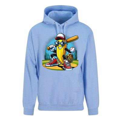 Banana Playing Baseball Funny Fruit Lover Baseball Player Gift Unisex Surf Hoodie