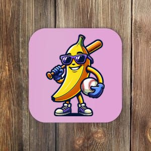 Banana Playing Baseball Fruit Lover Baseball Player Coaster