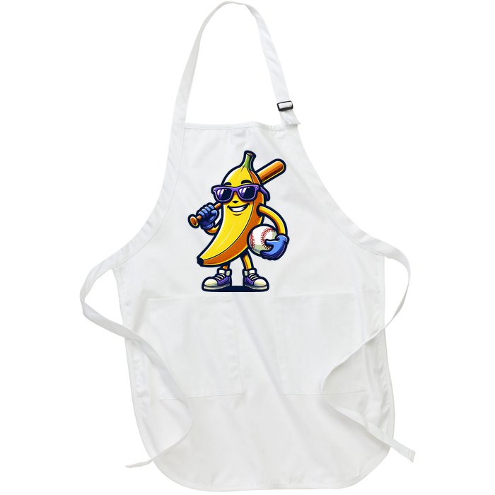 Banana Playing Baseball Fruit Lover Baseball Player Full-Length Apron With Pockets