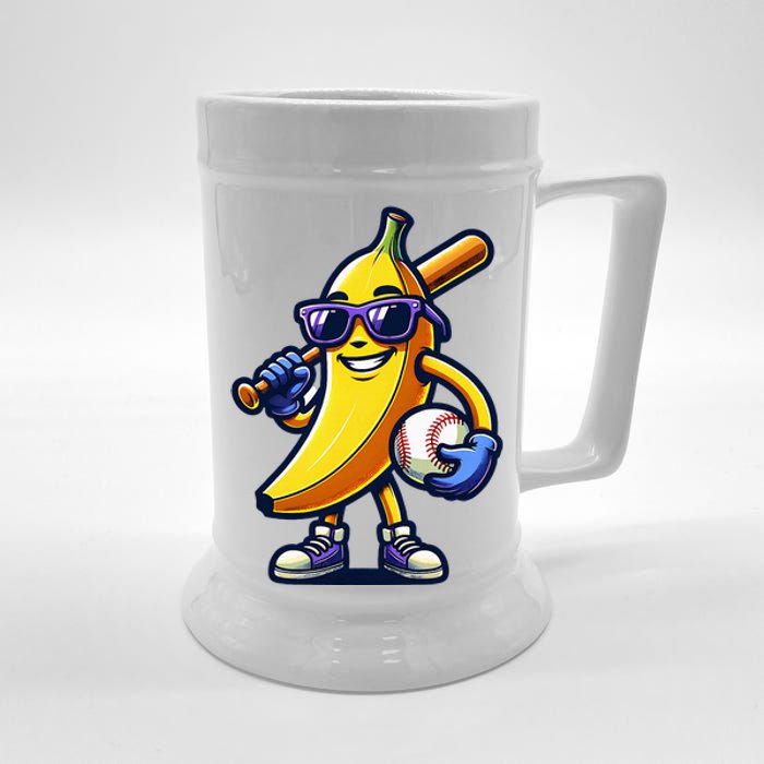 Banana Playing Baseball Fruit Lover Baseball Player Beer Stein