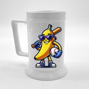 Banana Playing Baseball Fruit Lover Baseball Player Beer Stein