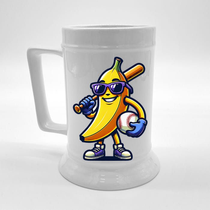 Banana Playing Baseball Fruit Lover Baseball Player Beer Stein