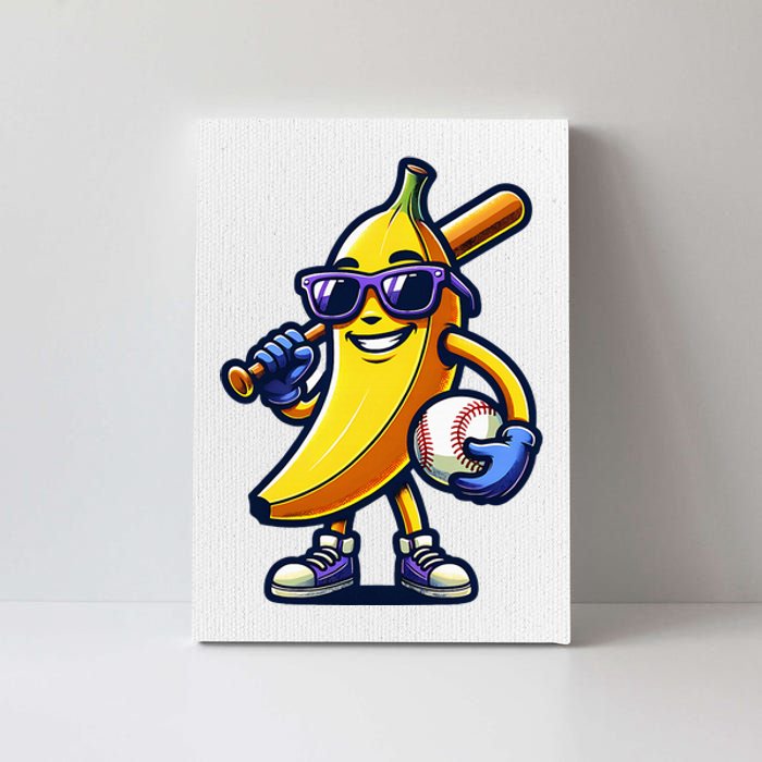 Banana Playing Baseball Fruit Lover Baseball Player Canvas