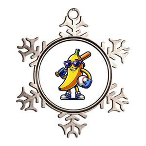 Banana Playing Baseball Fruit Lover Baseball Player Metallic Star Ornament