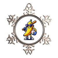 Banana Playing Baseball Fruit Lover Baseball Player Metallic Star Ornament