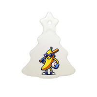 Banana Playing Baseball Fruit Lover Baseball Player Ceramic Tree Ornament