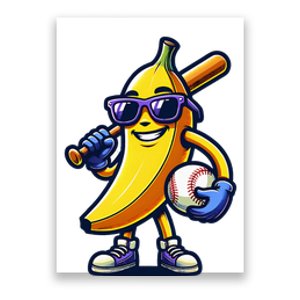 Banana Playing Baseball Fruit Lover Baseball Player Poster