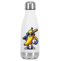 Banana Playing Baseball Fruit Lover Baseball Player Stainless Steel Insulated Water Bottle