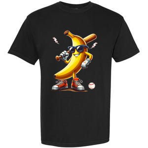 Banana Playing Baseball Funny Baseball Game Garment-Dyed Heavyweight T-Shirt