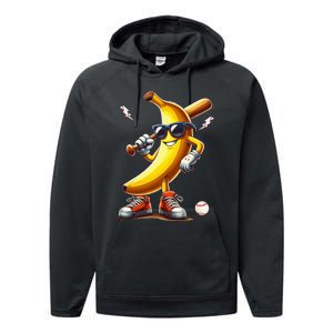 Banana Playing Baseball Funny Baseball Game Performance Fleece Hoodie