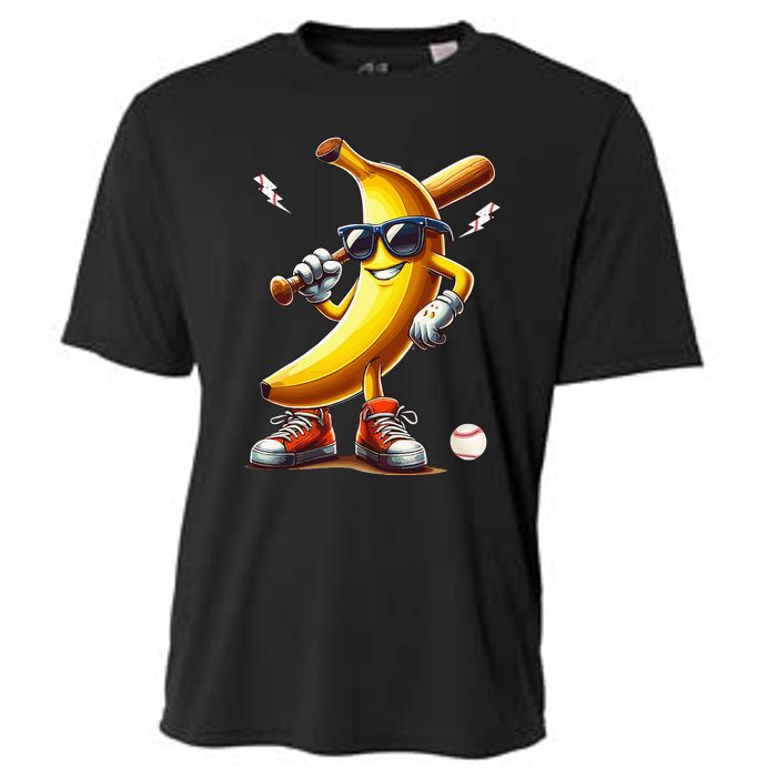 Banana Playing Baseball Funny Baseball Game Cooling Performance Crew T-Shirt