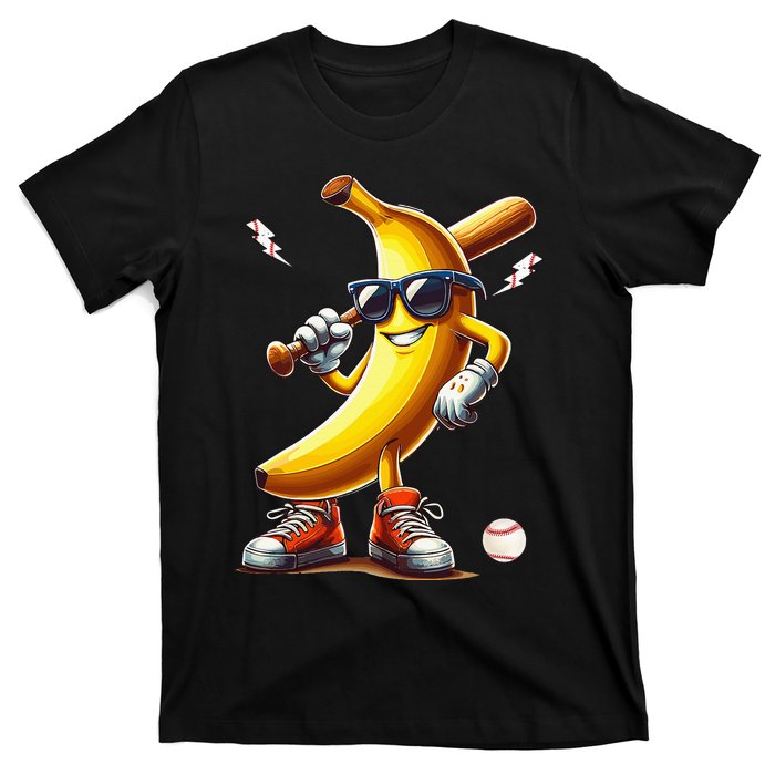 Banana Playing Baseball Funny Baseball Game T-Shirt