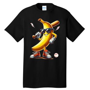 Banana Playing Baseball Funny Baseball Game Tall T-Shirt