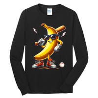 Banana Playing Baseball Funny Baseball Game Tall Long Sleeve T-Shirt