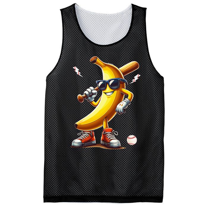 Banana Playing Baseball Funny Baseball Game Mesh Reversible Basketball Jersey Tank