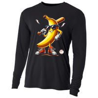 Banana Playing Baseball Funny Baseball Game Cooling Performance Long Sleeve Crew