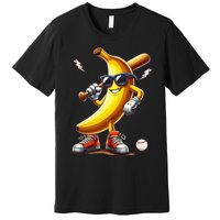 Banana Playing Baseball Funny Baseball Game Premium T-Shirt